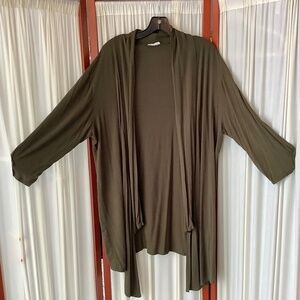 Prospect Blvd Soft Draped Lightweight Open Front Cardigan Forest Green 3X